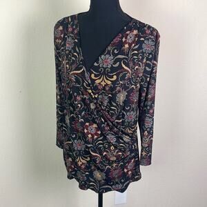 Charter Club surplice wrap floral tunic women’s XL